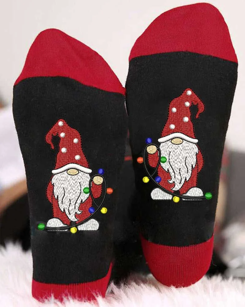 Christmas Red Gnomes Socks