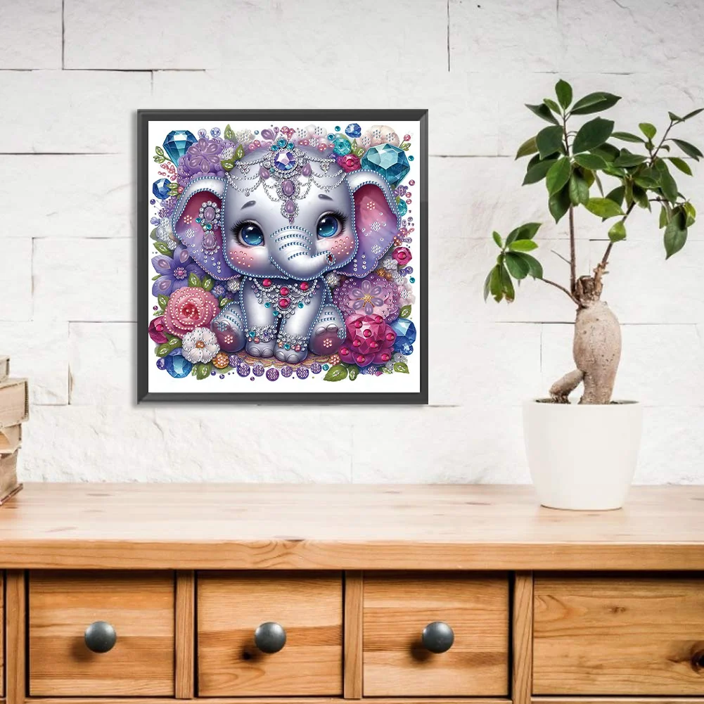 Diamond Painting - Partial Special Shaped Drill - Jewelry Elephant(Canvas|30*30cm)