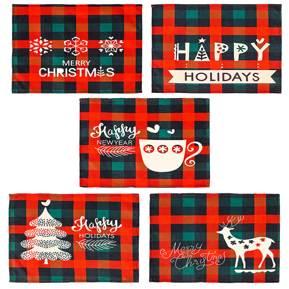 

Christmas Plaid Place Mat Tableware Pad Heat Insulation Dinning Placemats, 501 Original