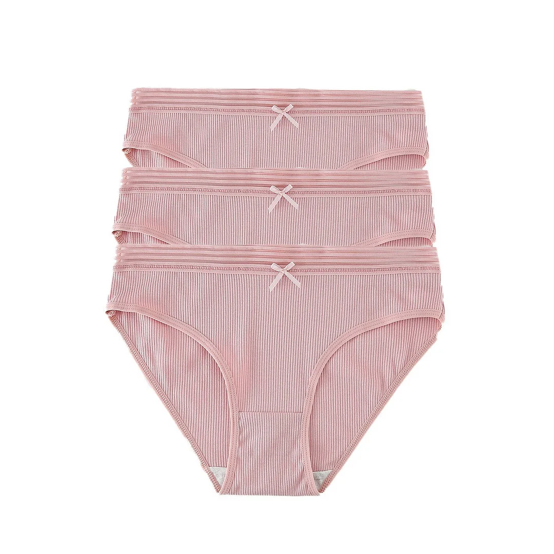 Billionm Cotton Panties Women Low Waist Briefs Girls Solid Color Striped Underwear For Women Student Sexy Lingerie Underpants