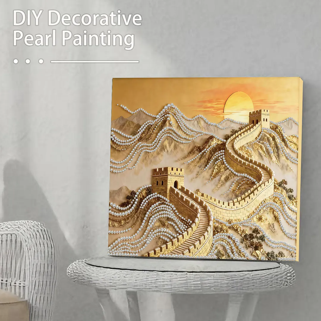 Great Wall DIY Pearl Art Diamond Painting With Frame 30x30cm for Adults Home Dec