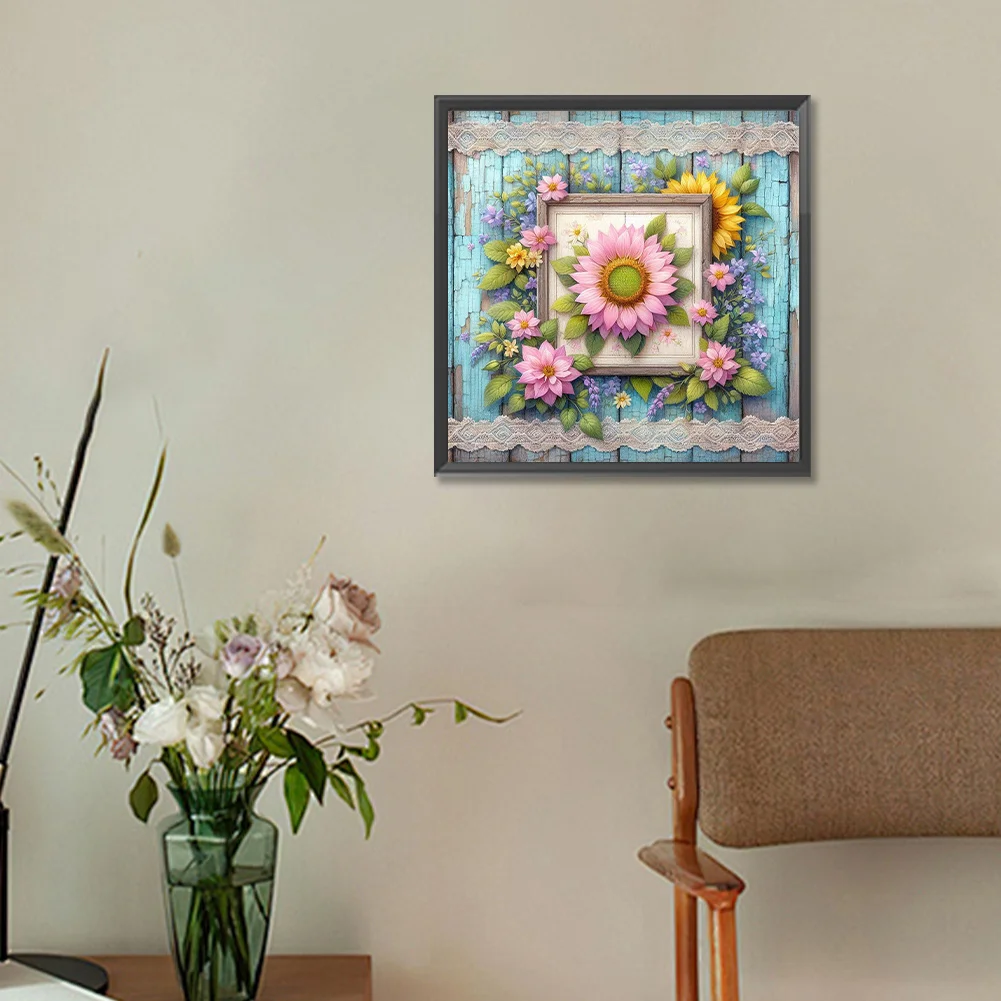 Diamond Painting - Full Round Drill - Pink Sunflower(Canvas|30*30cm)