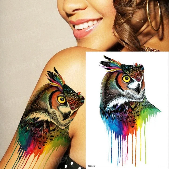 tattoo sleeve sticker watercolor animals temporary tattoos giraffe wolf tiger butterfly tatoo water color tattoo for girls body