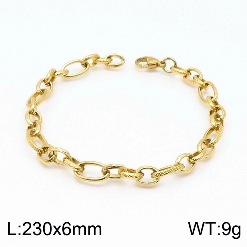 Stainless Steel 18K Gold Plated Basic Minimalist Solid Color Bracelets