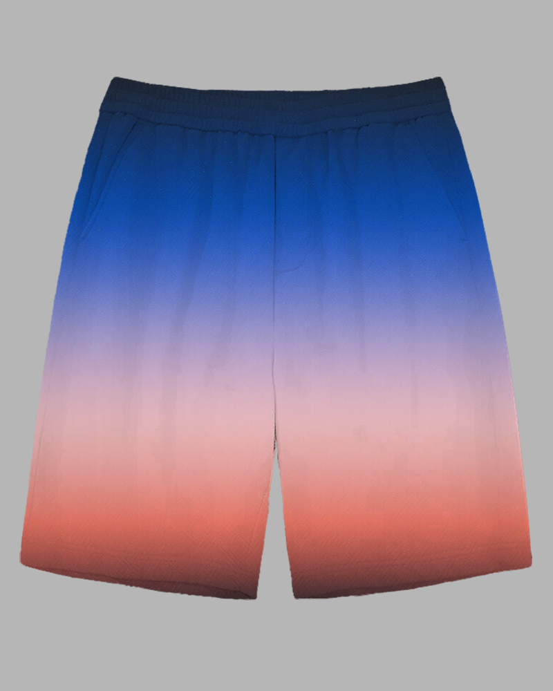 Big Men's Romantic Sunset Gradient Effect Daily Casual Shorts