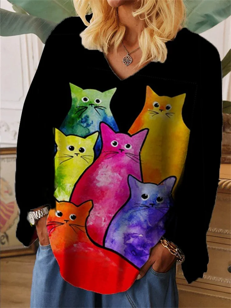 Cats Art Graphic Oversize T Shirt