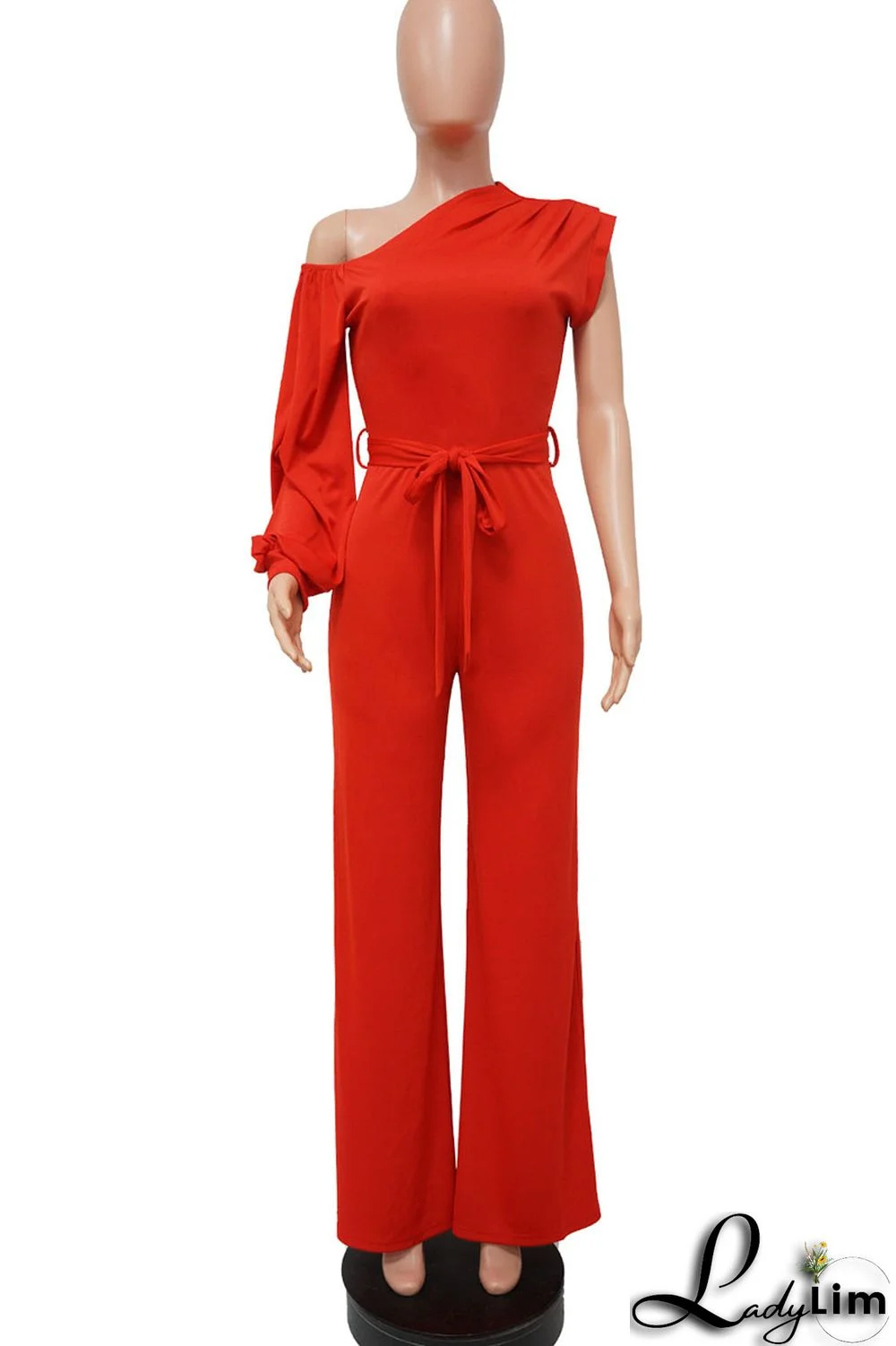 Black Fashion Casual Solid Patchwork Asymmetrical Asymmetrical Collar Straight Jumpsuits