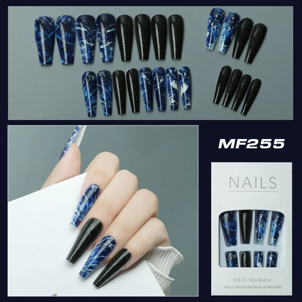 24Pcs Artificial False Nails Ballet Coffin Fake Nails Finger Wearable Long Manicure Art Tips press on nails nails accessories