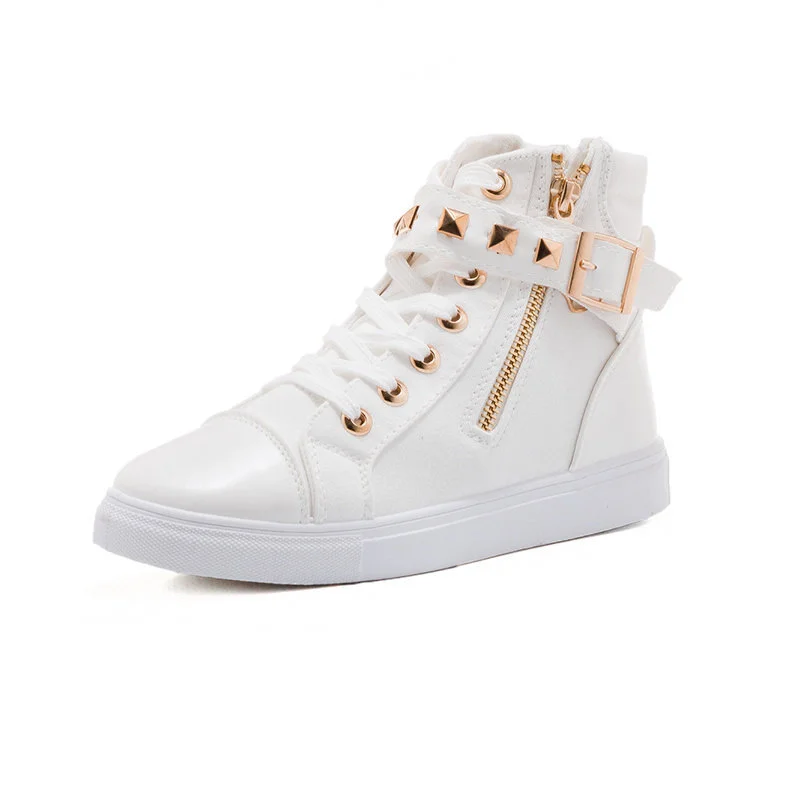 Wongn Wongn And Autumn High Help Female Canvas Shoes Student Shoes Korean Version Velcro Casual Shoes Small White Shoes