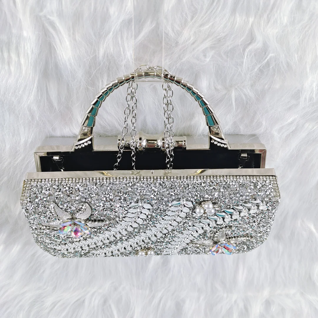 QSGFC Silver Elegant Ladies Handbags Royal Wedding Party Shoes And Bag Work Shoes Lightweight Comfortable Casual Shoes With Bag