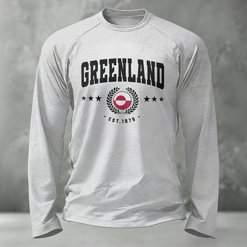 Men's Greenland Pattern Art Crew Neck Long Sleeve Casual T-shirt artswardrobe