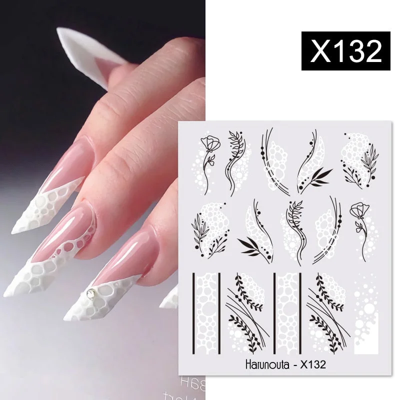 Harunouta Abstract Line Avocado Fruit Leopard Nail Water Sticker Decals Flower Leaves Slider Decoration For Autumn Nail Design-Nail Inspo