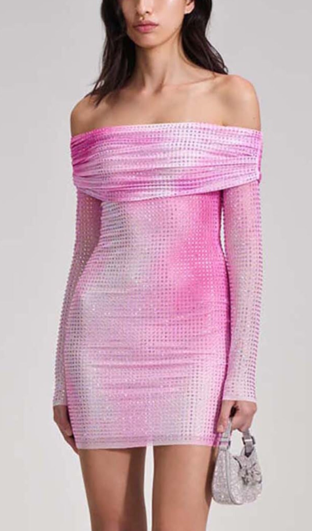 Strapless Crystal-Embellished Mini Dress In Pink Flowering Girl