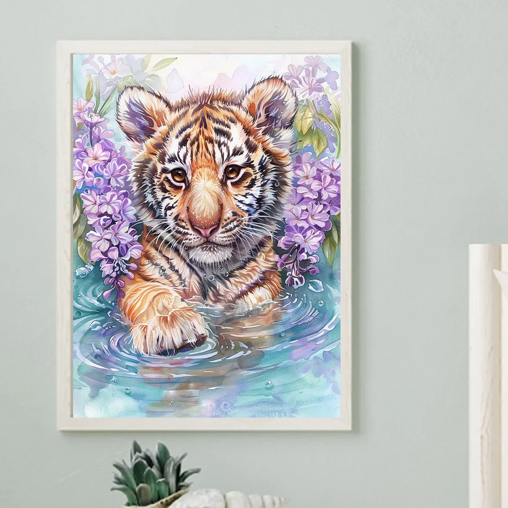 Diamond Painting - Full Round Drill - Flower Tiger(Canvas|30*40cm)