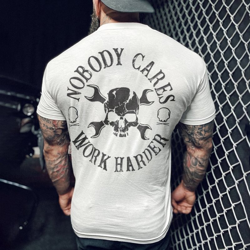 Livereid Nobody Cares Skull Print T-shirt - Livereid