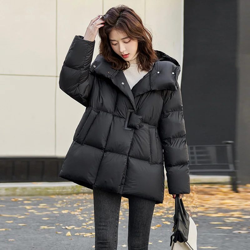 Toloer Fashion Thick Down Jacket Female In The Long Style 2024 Winter New Hat Jiangnan Warm White Duck Down Coat Large Size-Outfit Ideas