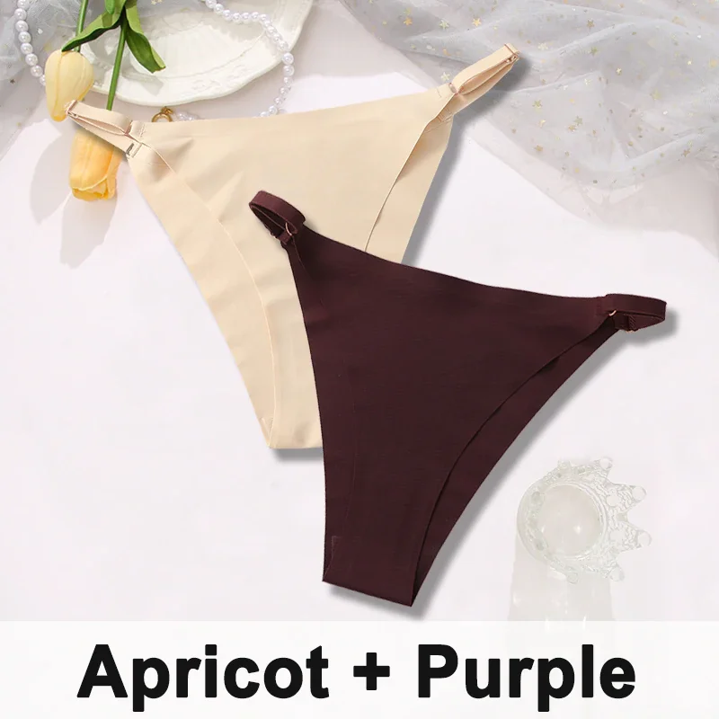 Billionm Women Sexy Ice Silk Panties Seamless Brazilian Panty Adjustable Waist Bikini Underwear Female Low Waist Soft Intimates Lingerie