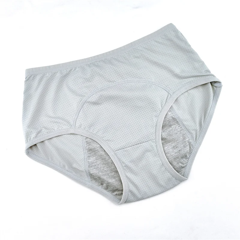 Damokan High Elasticity Menstruation Underwear Mid Rise Leak-proof Safety Briefs Plus Size Seamless Panties Nude Cotton Solid Lingerie