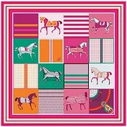 Jungloto 90cm Classic Checkered Horse Twill 100% Silk Scarf Luxury Brand Square Scarves Women Hijab Scarf Foulard Neckerchief Bandana Scarf