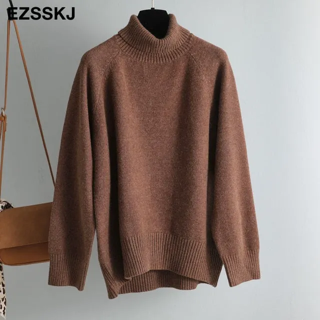 casual thick big Autumn Winter o-neck oversize Sweater Pullover Women warm chic female loose cashmere Basic wool Sweaters pull