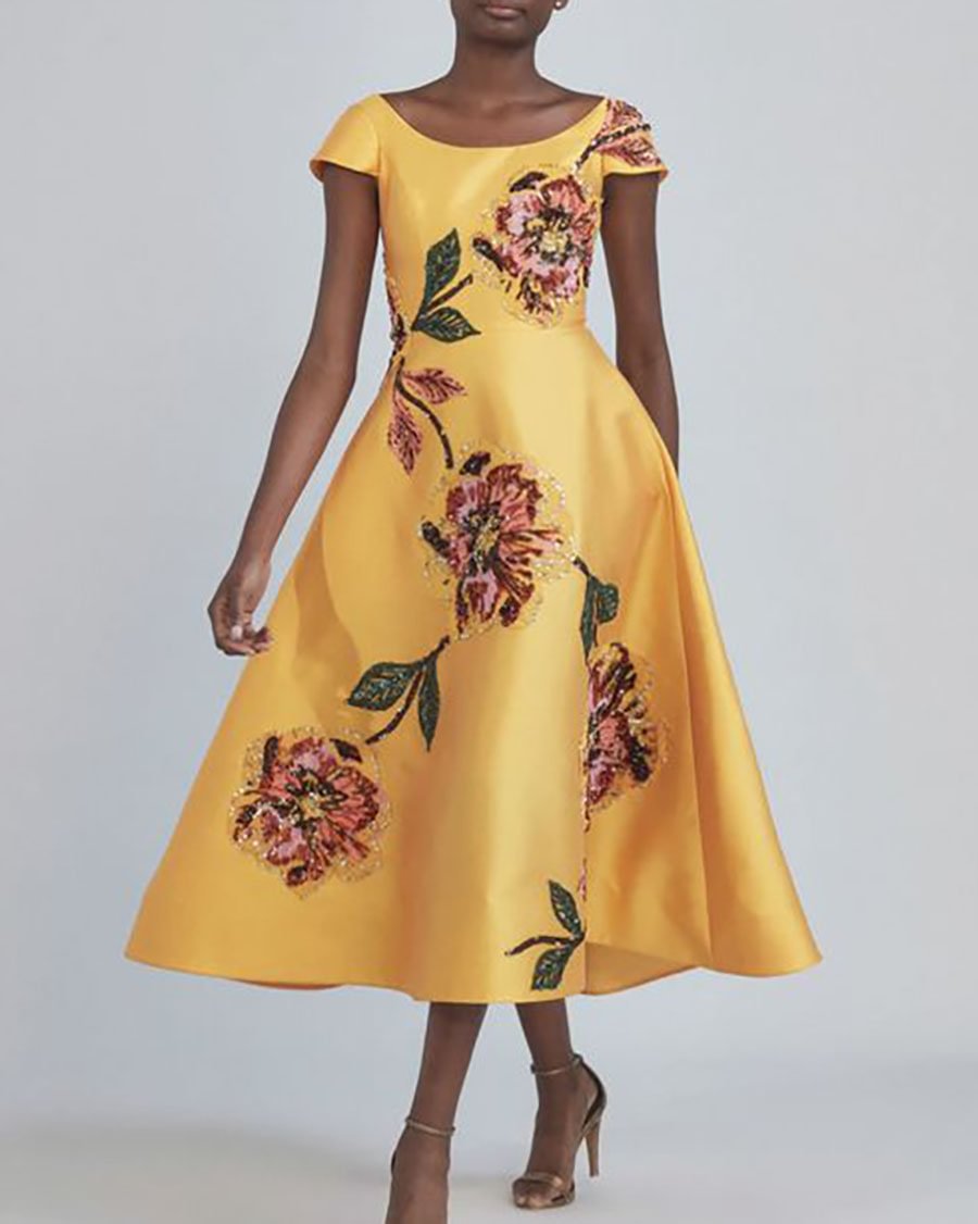 Ladies Versatile Casual Contrast Print Elegant Dress