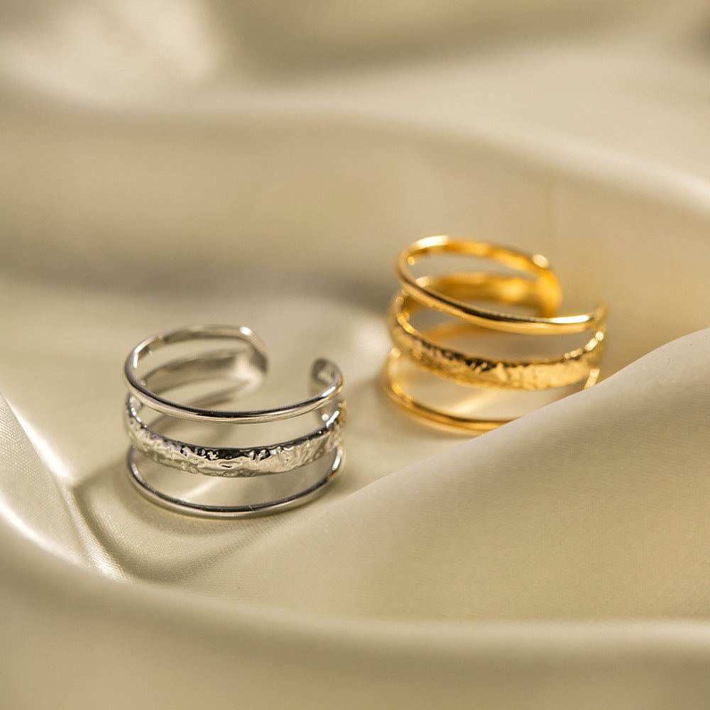 Women IG Style Geometric Stainless Steel 18K Gold Plated Rings