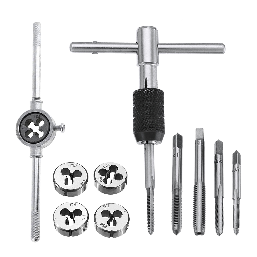 

10pcs M4-M8 Tap and Die Set Screw Thread Plug Taps Wrench Hand Tapping Tool, 501 Original