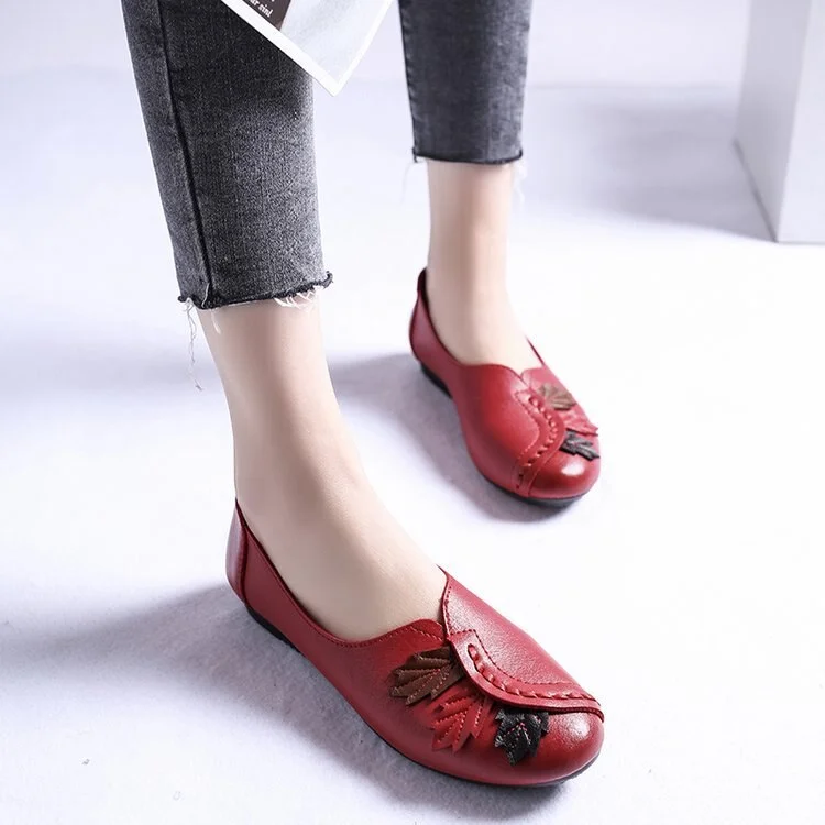 Women Ballet Flats Slip on Loafers Summer Moccasins Female Genuine Leather Shoes QueenFunky
