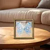 White Butterfly DIY Special Shaped Drill Wooden Diamond Painting Tabletop Ornaments Kit with Photo Frame Desktop Diamond Art Kits Double-Sided Pattern for Adults/Beginners Home Decor