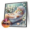 Bathing Kitten - Round Drill Diamond Painting - 40*40CM