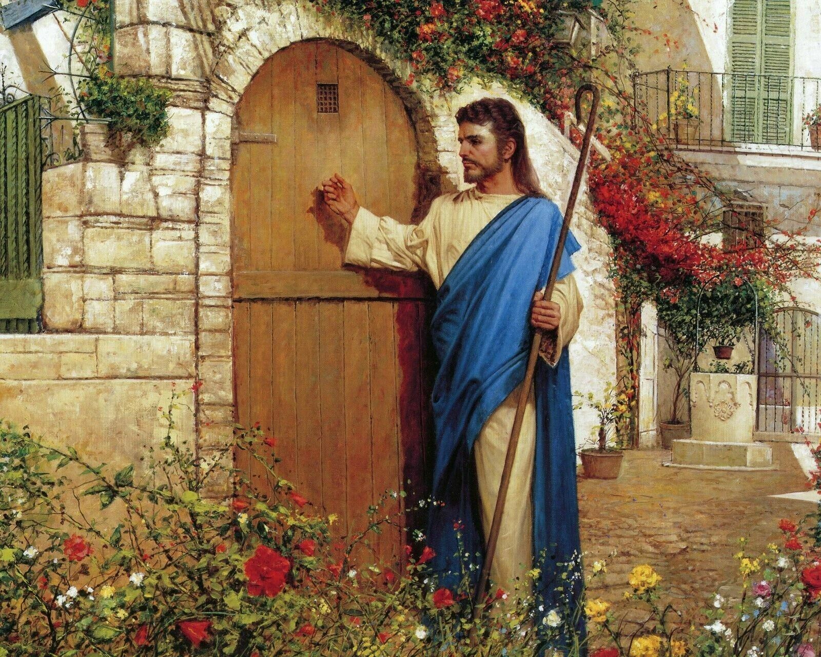 JESUS CHRIST REVELATION 3:20 KNOCK @ DOOR 8.5X11 Photo Poster painting PICTURE REPRINT CHRISTIAN