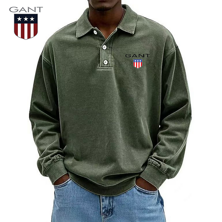 2025 GANT® | Suéter masculino de manga comprida para homens maduros