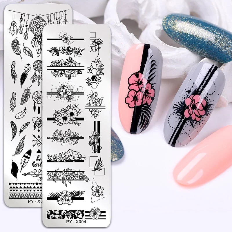 PICT YOU Nail Stamping Plate Geometry Lace Flower Stamping Template DIY Stainless Steel Nail Art Stencil Image Plate Tool-Nail Inspo