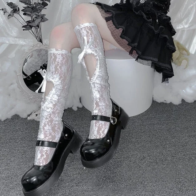 Gothic Hallow Out Mesh Knee Socks SP16427