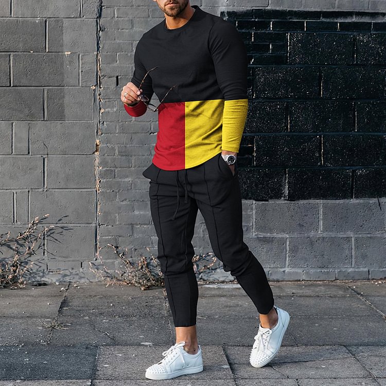 Hiboyz Contrasting Colors T-Shirt And Pants  Two Piece Set