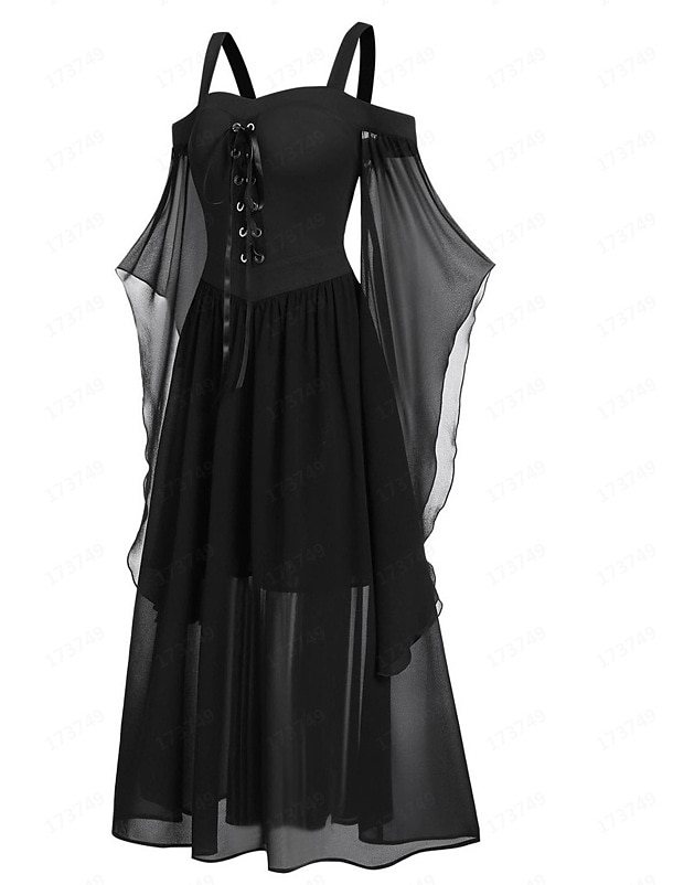 Retro Vintage Punk & Gothic Medieval Dress Masquerade Witches Women's Cosplay Costume Halloween Halloween Party / Evening Dress 2023 - US $32.99 –P3