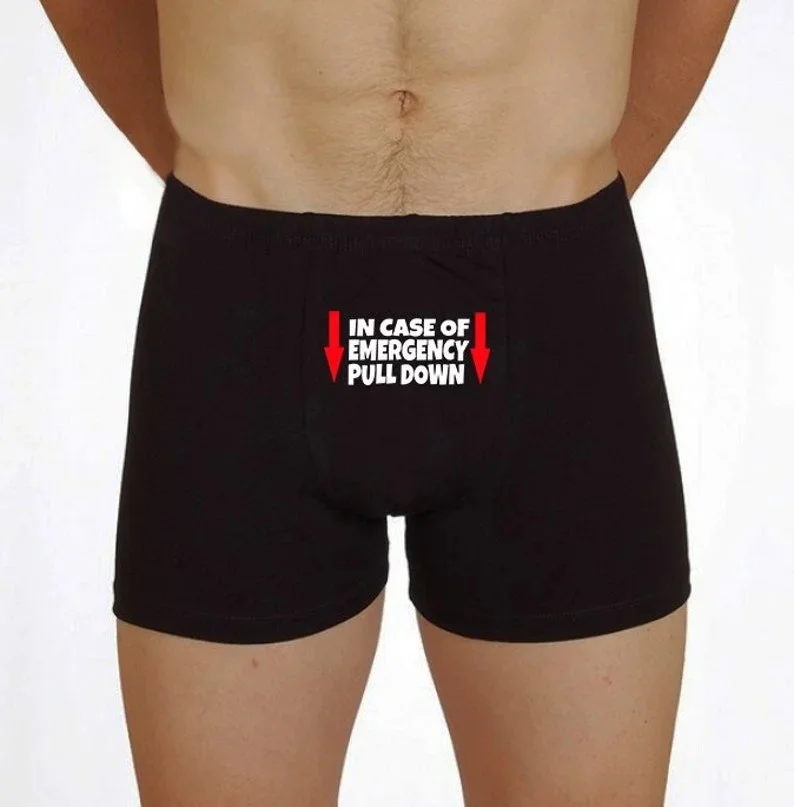 In Case Of Emergency Pull Down Printed Men's Underwear -  