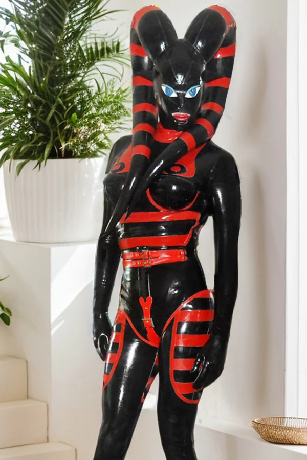 Man Latex Catsuits Unisex 'Stellar' Inflatable Boobs Latex Catsuit