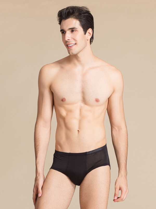 Slip en soie Sous-vêtements style confortable homme Noir 1