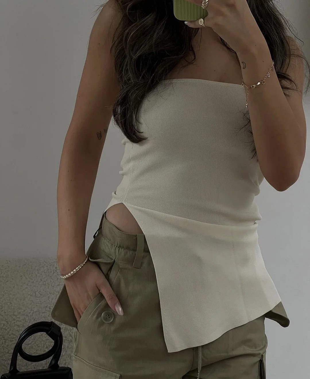 Uveng Spring And Summer Explosion Women's Clothing Irregular Open Fork Bra Tsets