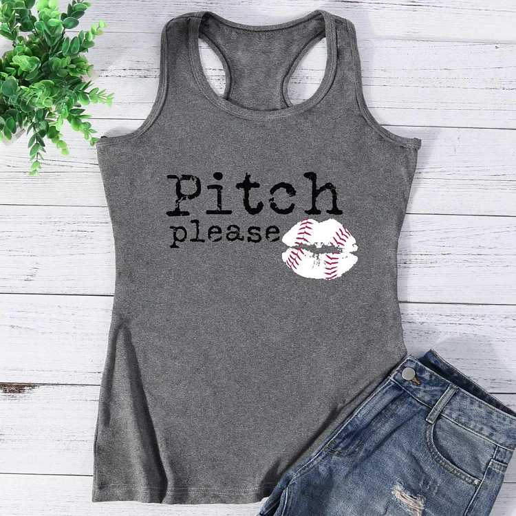 Pitch Please Fun Baseball Vest Top-Annaletters