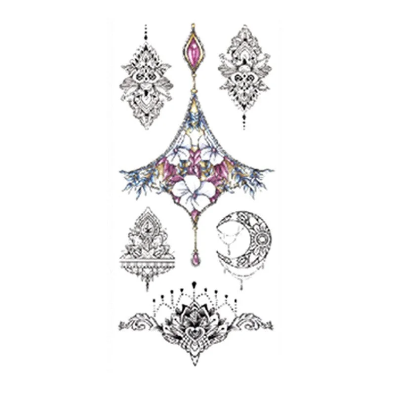 New Temporary Tatoo for Women Sexy Chest Waist Stickers Clavicle Big FakeTattoo Art Deco Beauty Scar Waterproof Tattoo Stickers