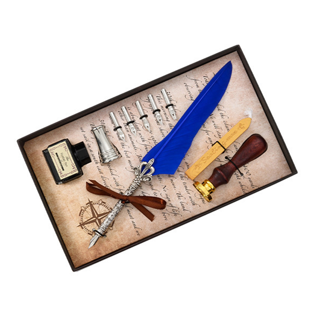 

Blue Fountain Pen Set Calligraphy Feather Writing Dip Pen, 501 Original