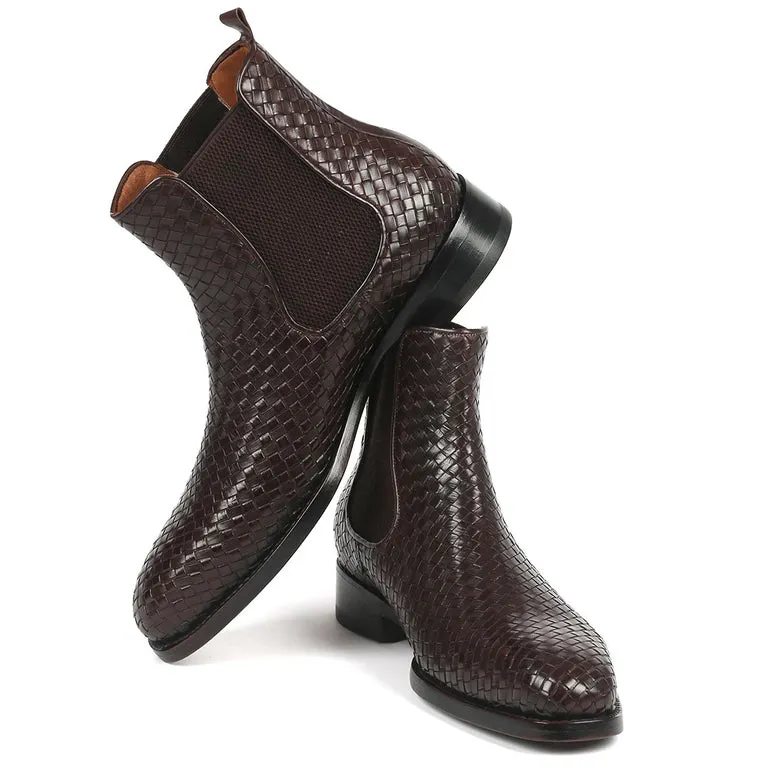 Gentleman's Braided Short Boots Chelsea Casual Martin Boots Ankle Boots-vocosishoes