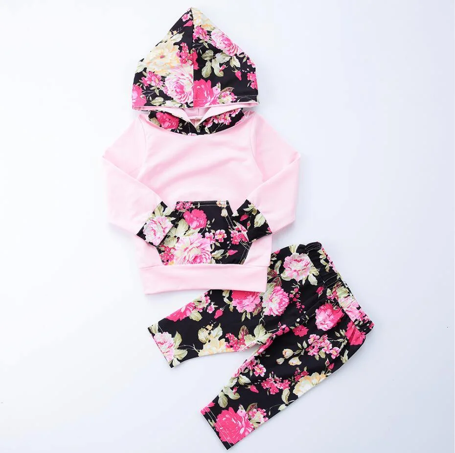 Infant Floral Girls Hoodies Tops Pant Clothes