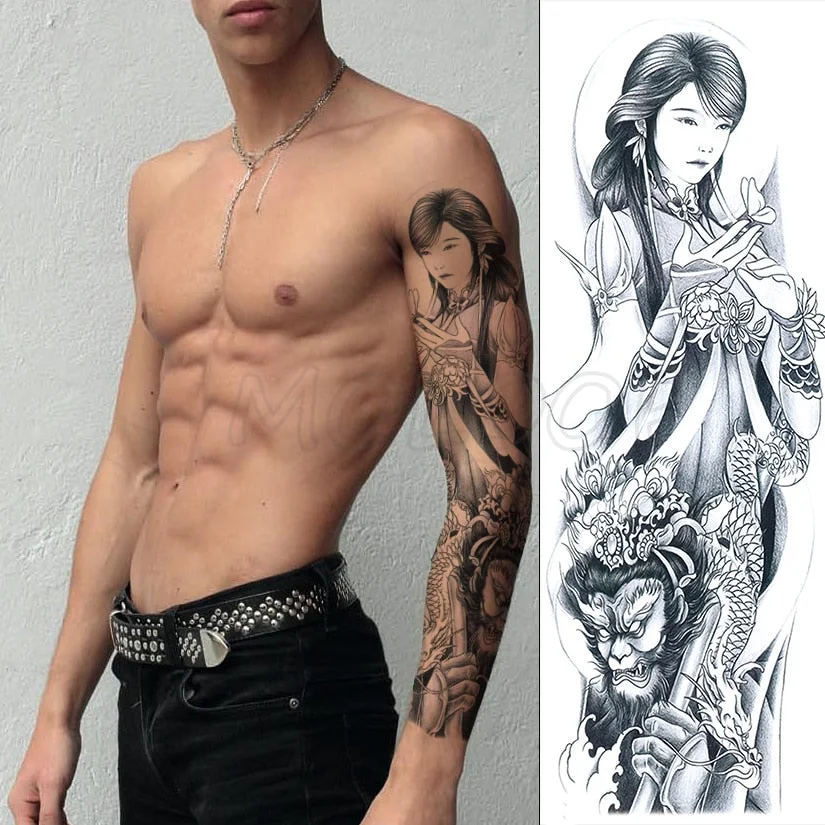 Waterproof Temporary Tattoo Sticker Jesus Virgin sister Peace Pigeon bird flower Full Arm Tatoo Flash Fake Tatto for Men Women