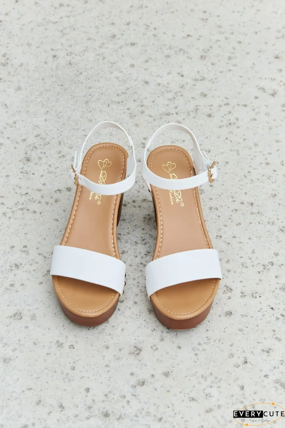 DDK Time After Time Wooden Platform Strap Heels