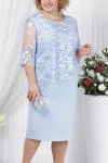 Plus Size Formal Solid Half Sleeve Lace Midi Dress