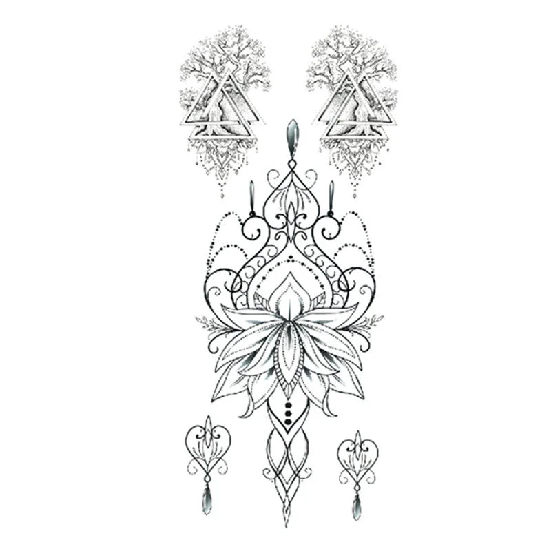 New Temporary Tatoo for Women Sexy Chest Waist Stickers Clavicle Big FakeTattoo Art Deco Beauty Scar Waterproof Tattoo Stickers