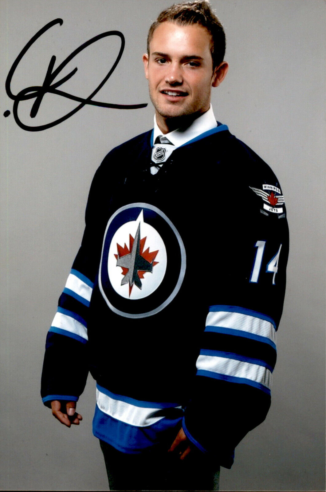 Chase De Leo SIGNED 4x6 Photo Poster painting WINNIPEG JETS / ANAHEIM DUCKS#2